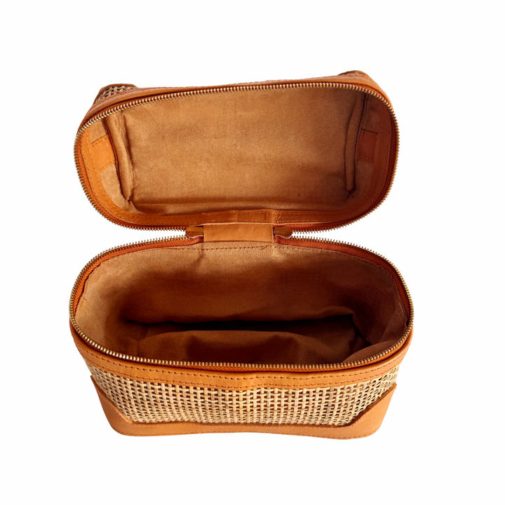 Mila Leather & Rattan Handbag