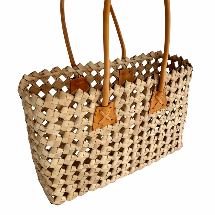 Isla Woven Tote Bag - Cream/Tan