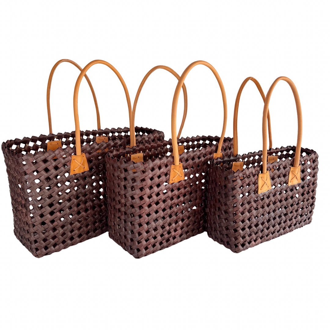 Isla Woven Tote Bag - Chocolate