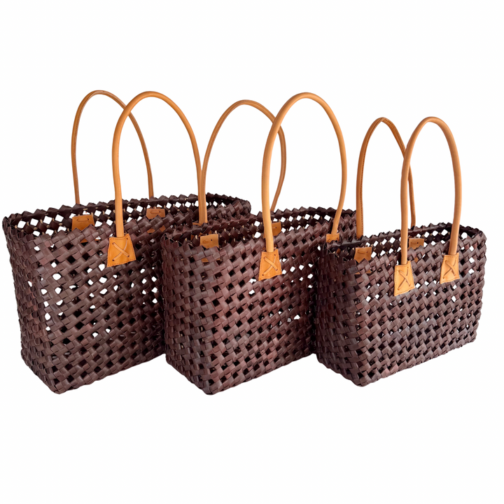 Isla Woven Tote Bag - Chocolate