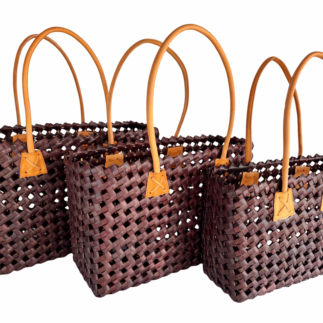 Isla Woven Tote Bag - Chocolate