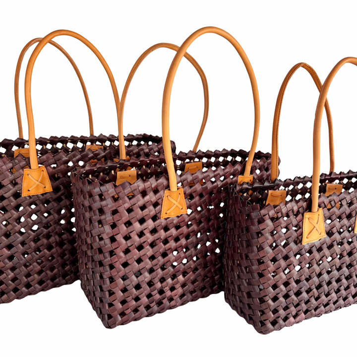 Isla Woven Tote Bag - Chocolate