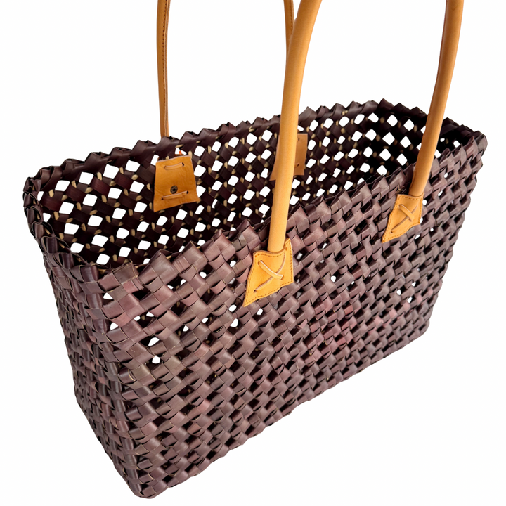 Isla Woven Tote Bag - Chocolate