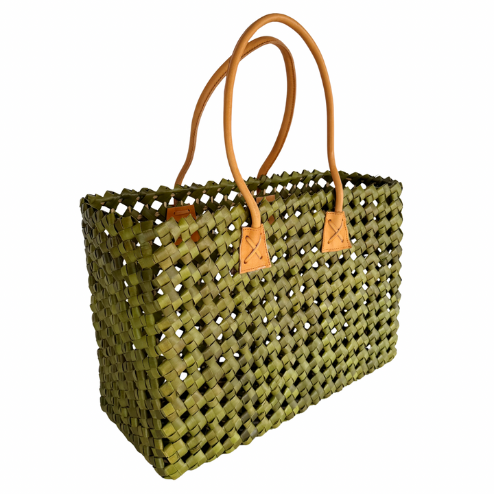 Isla Woven Tote Bag - Moss
