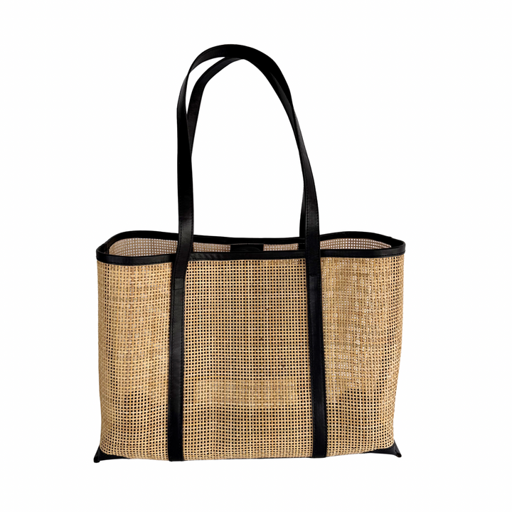 Margot Rattan & Leather Tote Bag