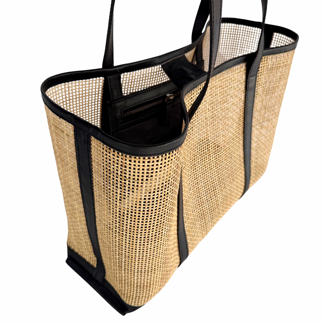 Margot Rattan & Leather Tote Bag