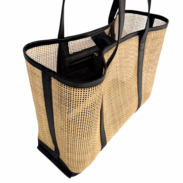 Margot Rattan & Leather Tote Bag