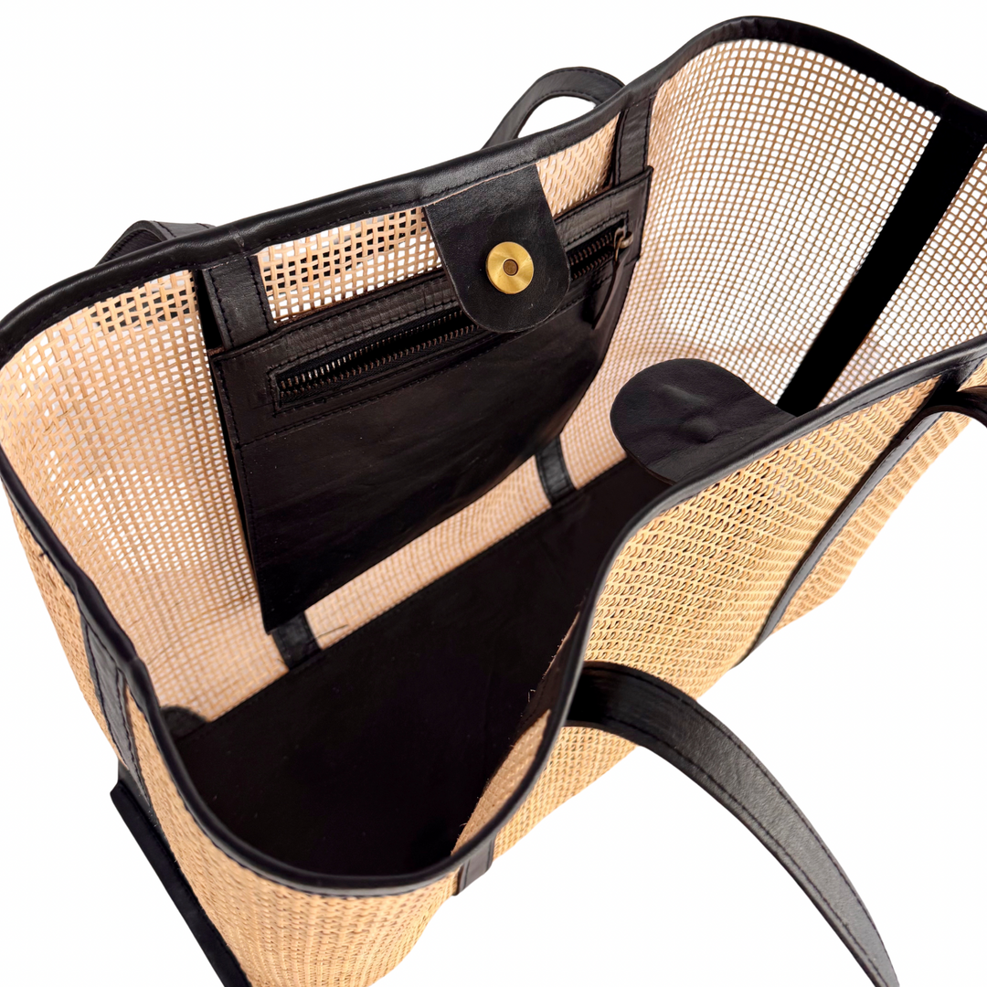 Margot Rattan & Leather Tote Bag