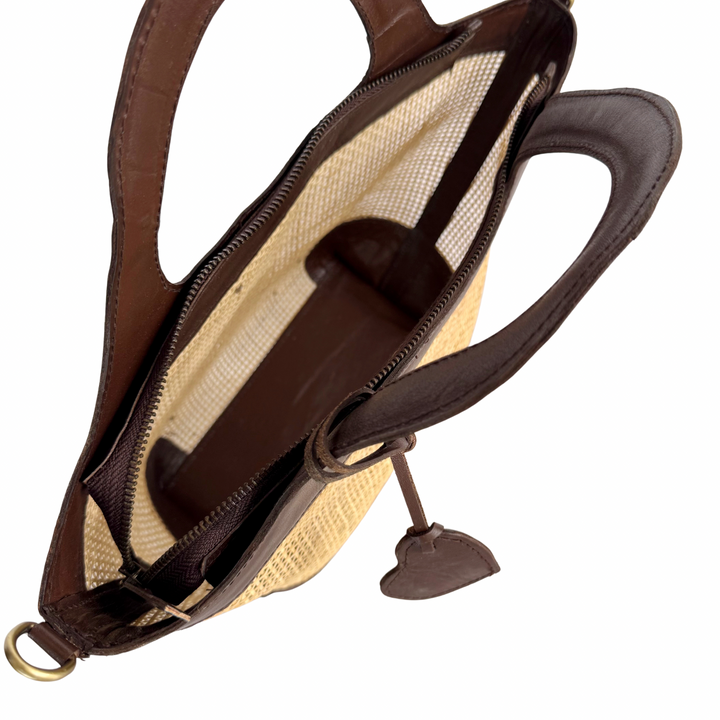 Cleo Rattan & Leather Handbag