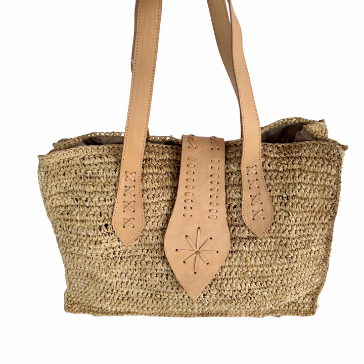 Palmer Raffia & Leather Tote Bag
