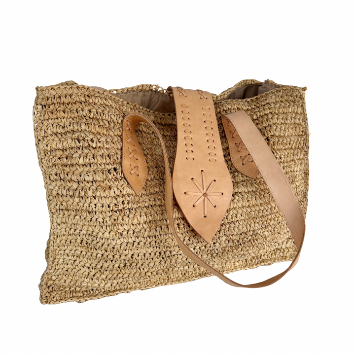 Palmer Raffia & Leather Tote Bag
