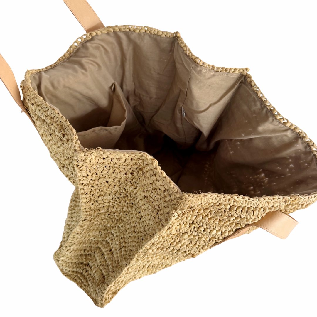 Palmer Raffia & Leather Tote Bag