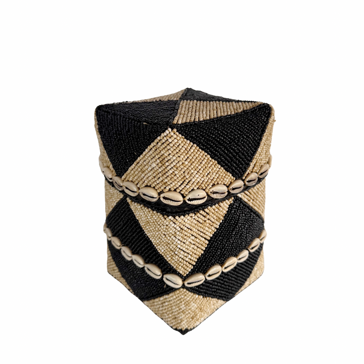Nala Beaded Shell Box - Black/Sand