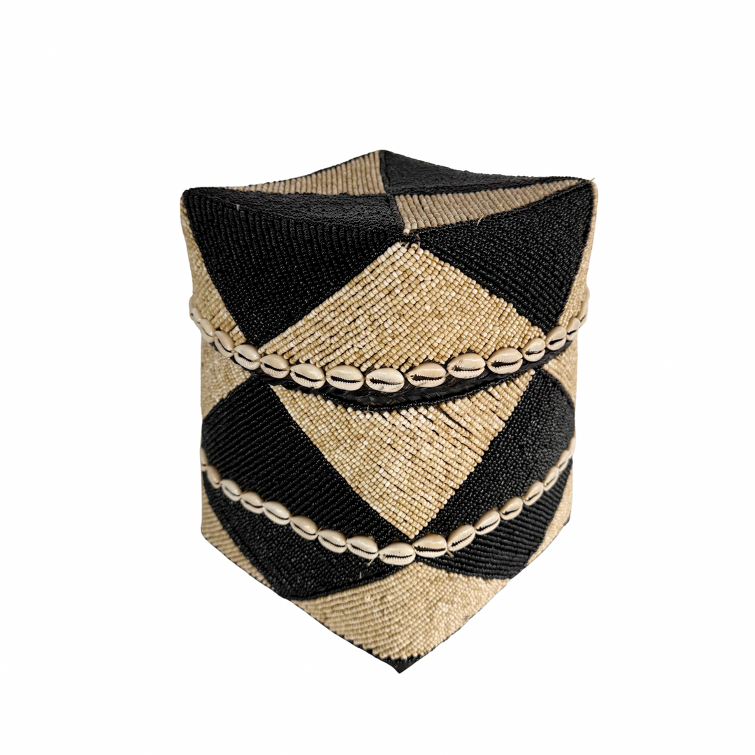 Nala Beaded Shell Box - Black/Sand