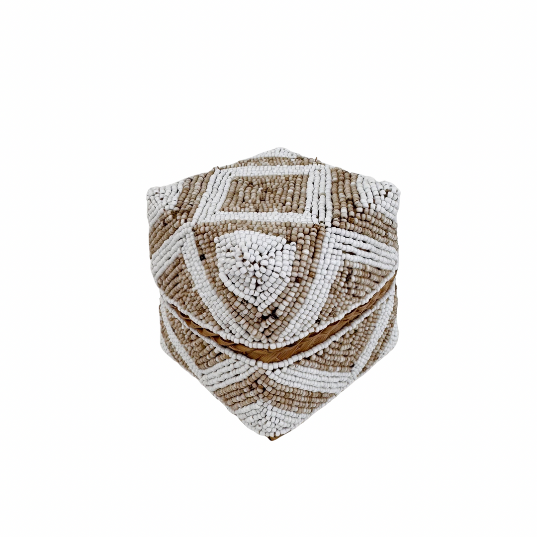 Suki Beaded Box - White/Sand