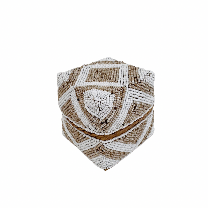 Suki Beaded Box - White/Sand