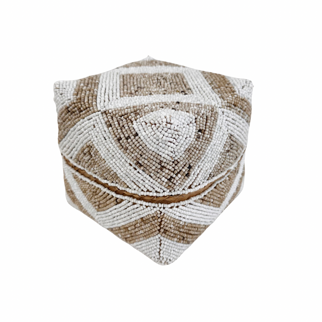 Suki Beaded Box - White/Sand