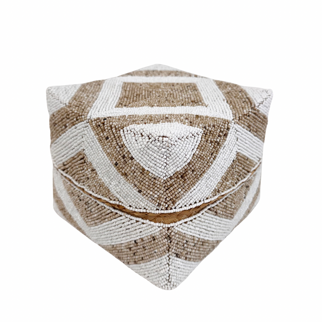 Suki Beaded Box - White/Sand