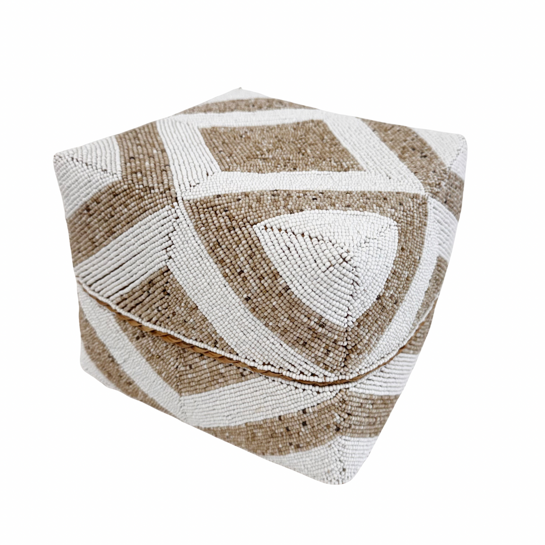 Suki Beaded Box - White/Sand