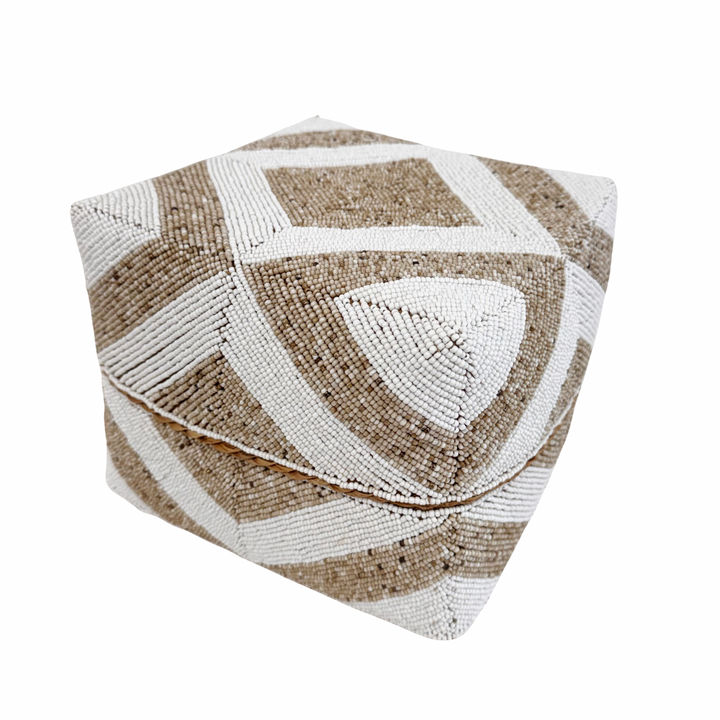 Suki Beaded Box - White/Sand
