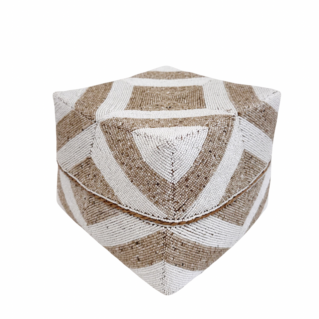 Suki Beaded Box - White/Sand