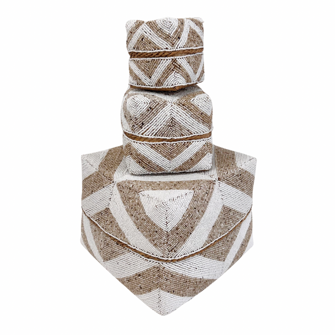 Suki Beaded Box - White/Sand