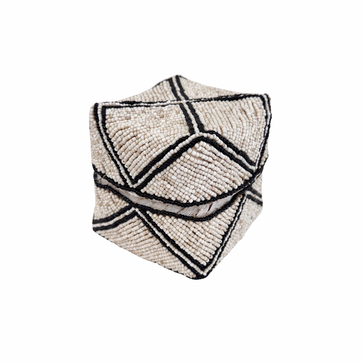 Mara Beaded Box - Sand/Black