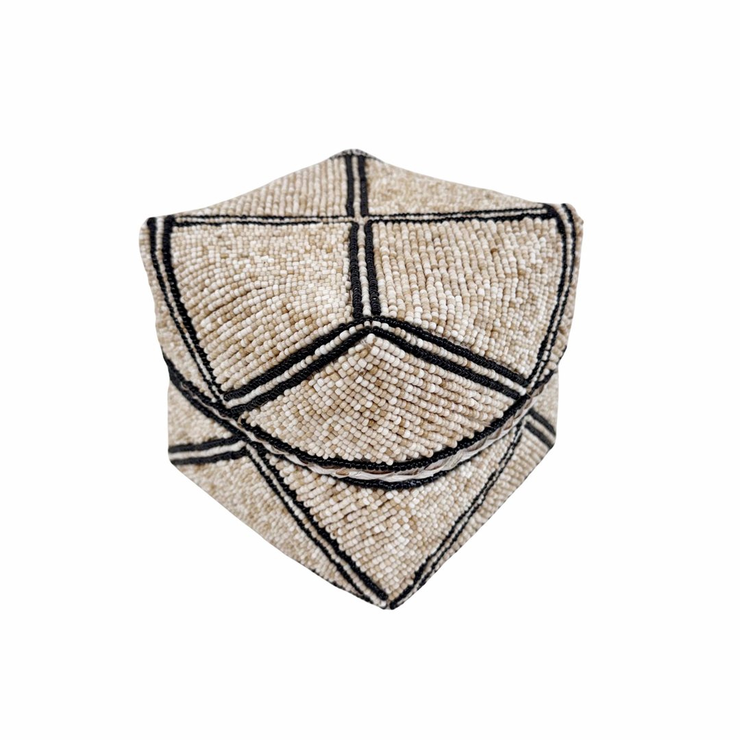 Mara Beaded Box - Sand/Black