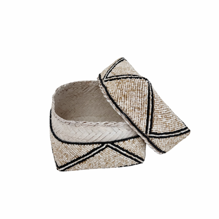 Mara Beaded Box - Sand/Black
