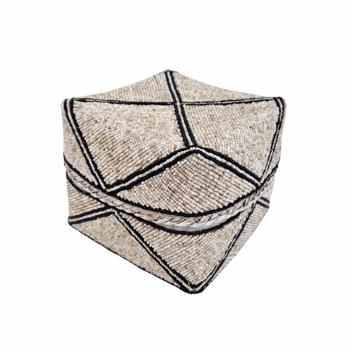 Mara Beaded Box - Sand/Black