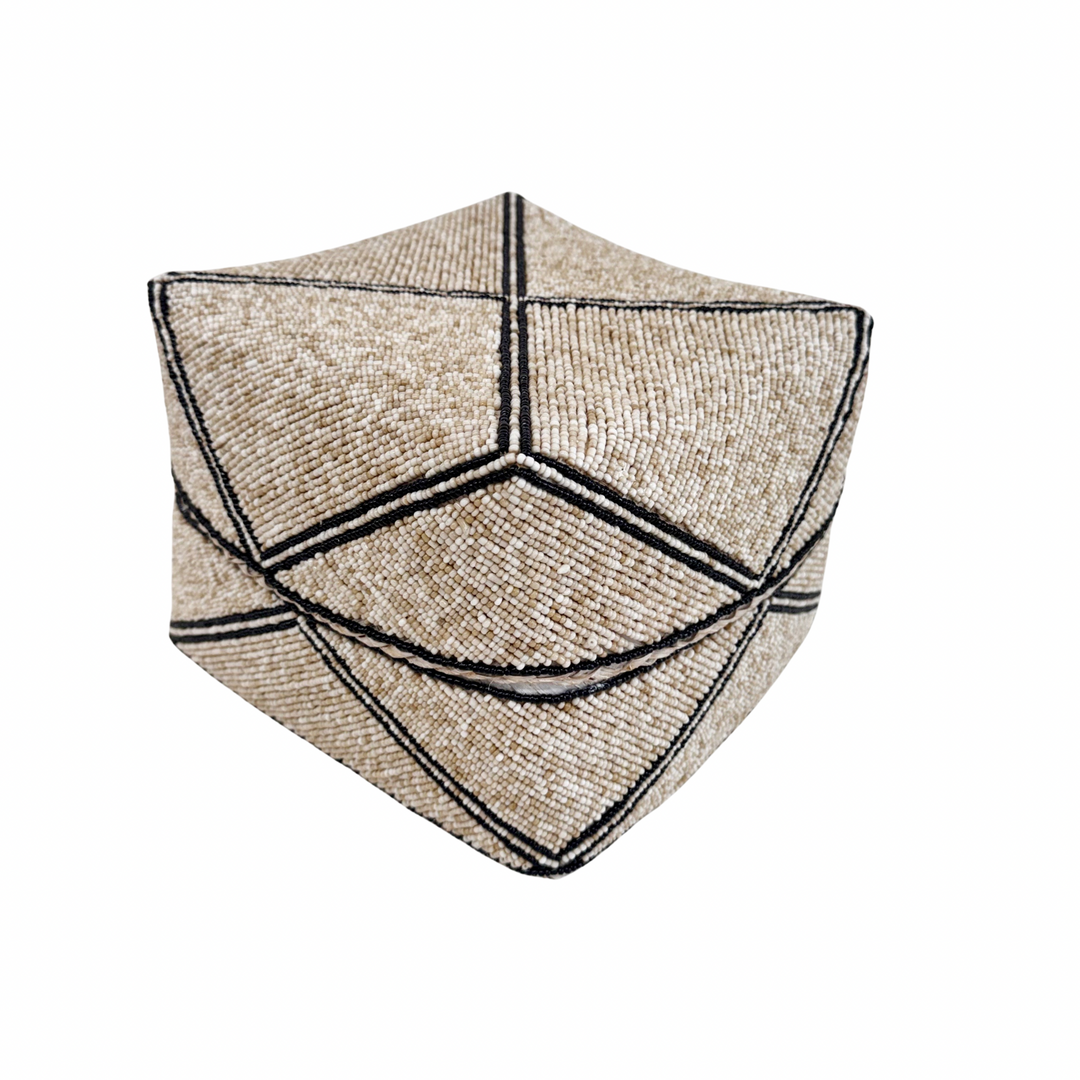 Mara Beaded Box - Sand/Black
