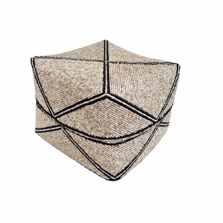 Mara Beaded Box - Sand/Black