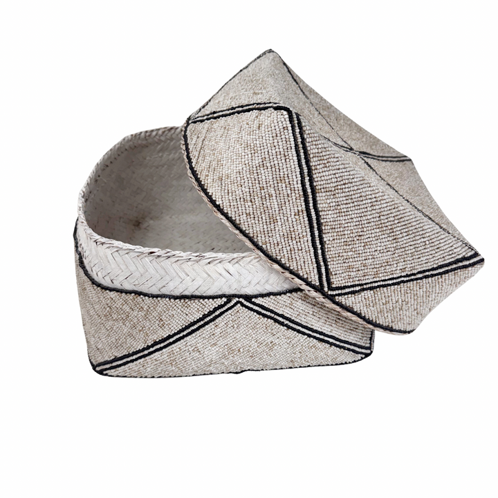 Mara Beaded Box - Sand/Black