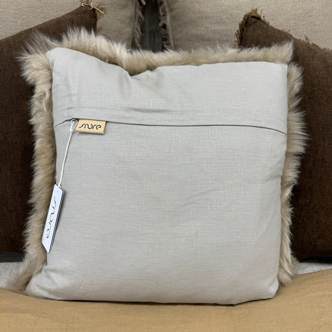 Long Wool Cushion 50x50cm - Feather Fill - Nappa