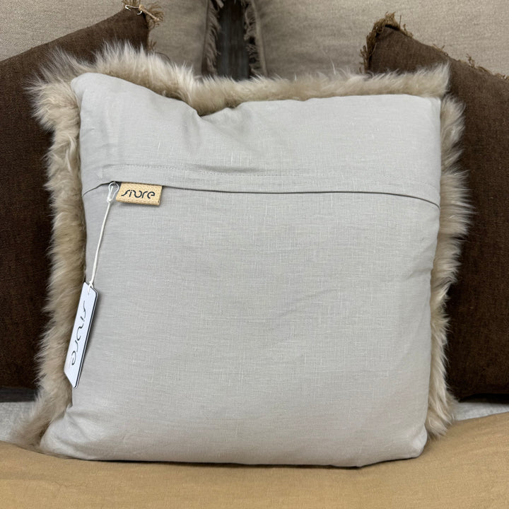 Long Wool Cushion 50x50cm - Feather Fill - Nappa
