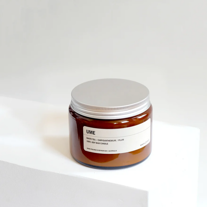 UME: White Tea / Chrysanthemum / Plum Large Amber Candle 500g
