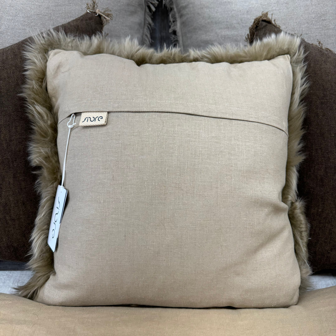 Long Wool Cushion 50x50cm - Feather Fill - Butterscotch