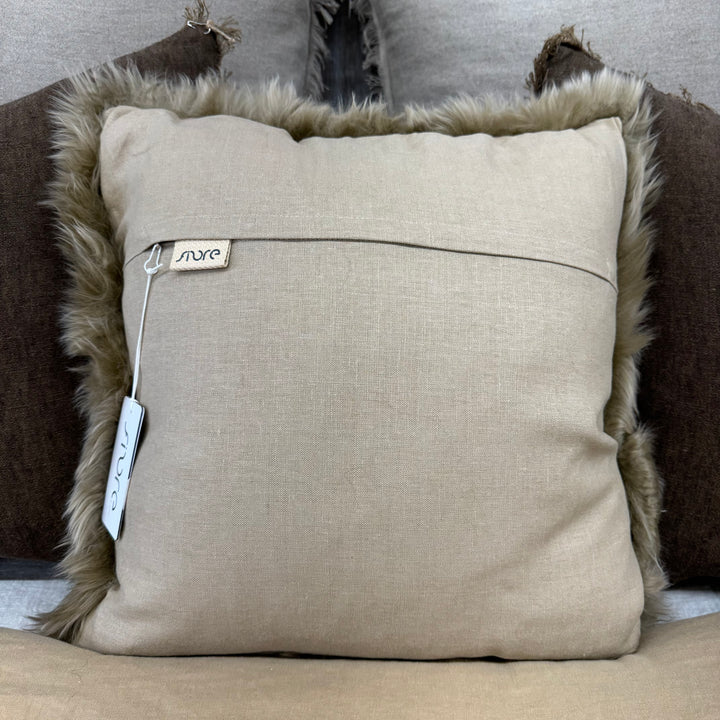 Long Wool Cushion 50x50cm - Feather Fill - Butterscotch