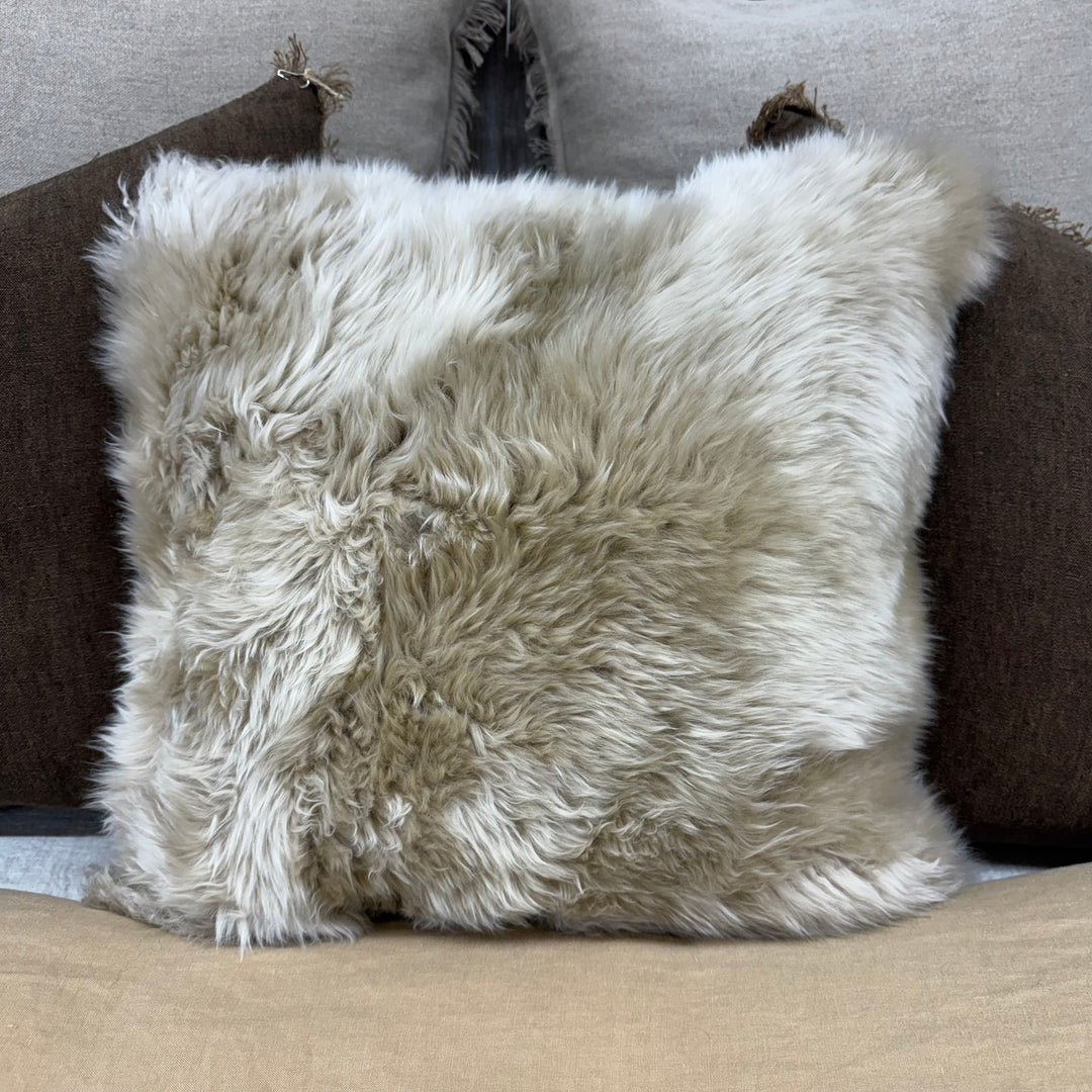 Long Wool Cushion 50x50cm - Feather Fill - Nappa