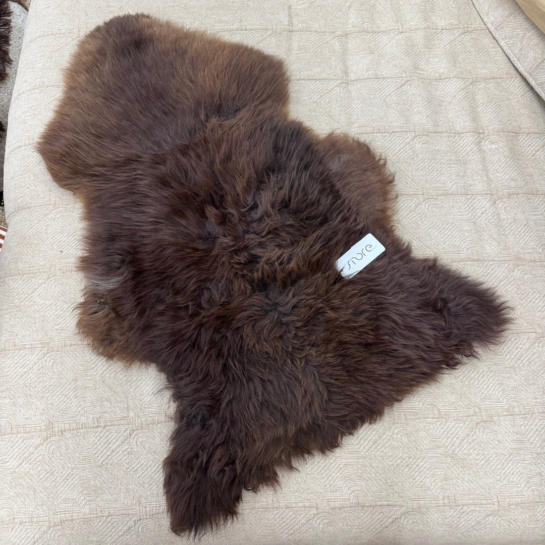Rug Long Wool New Zealand 90cm - Natural Brown #2