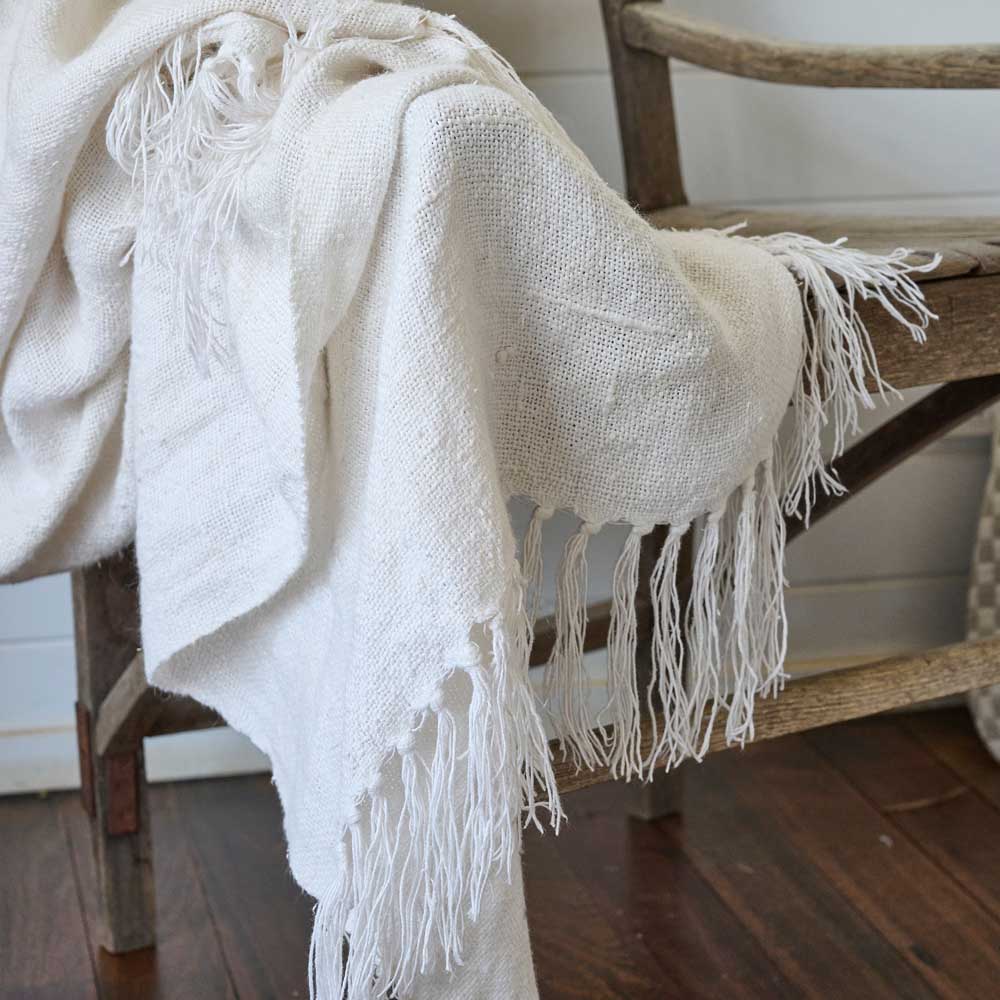 Bedouin Oversized Linen Throw - Ivory 200x140cm
