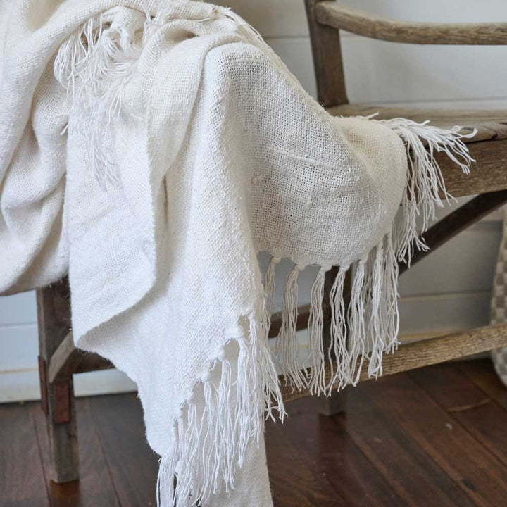 Bedouin Oversized Linen Throw - Ivory 200x140cm