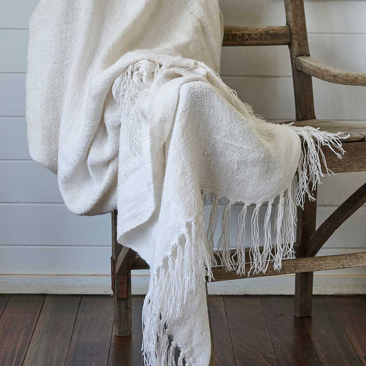 Bedouin Oversized Linen Throw - Ivory 200x140cm