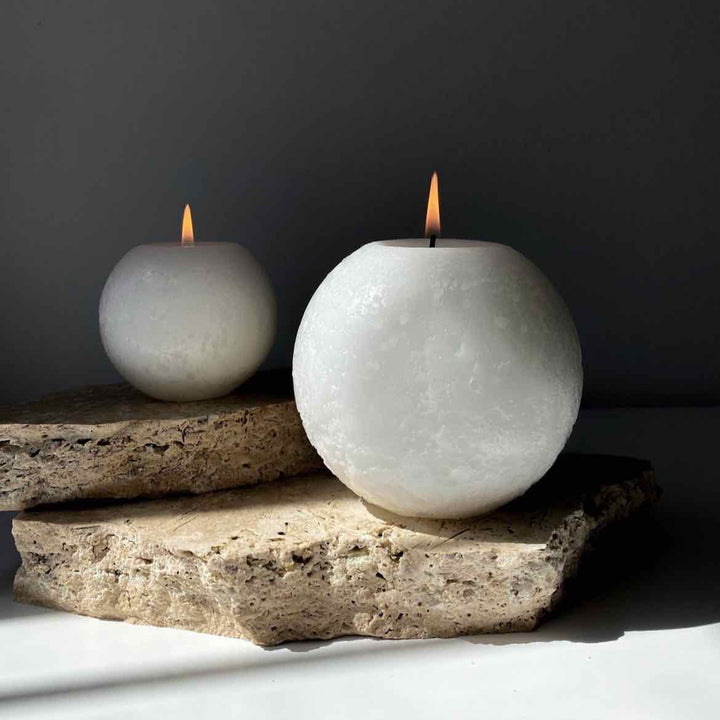 Textured Sphere Candle - Pure White