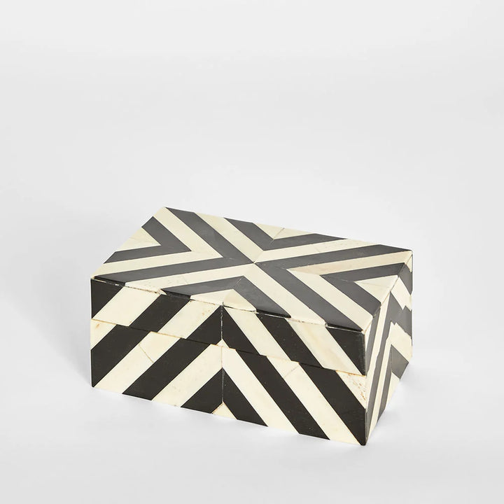 Zola Bone Inlay Trinket Box Black & White