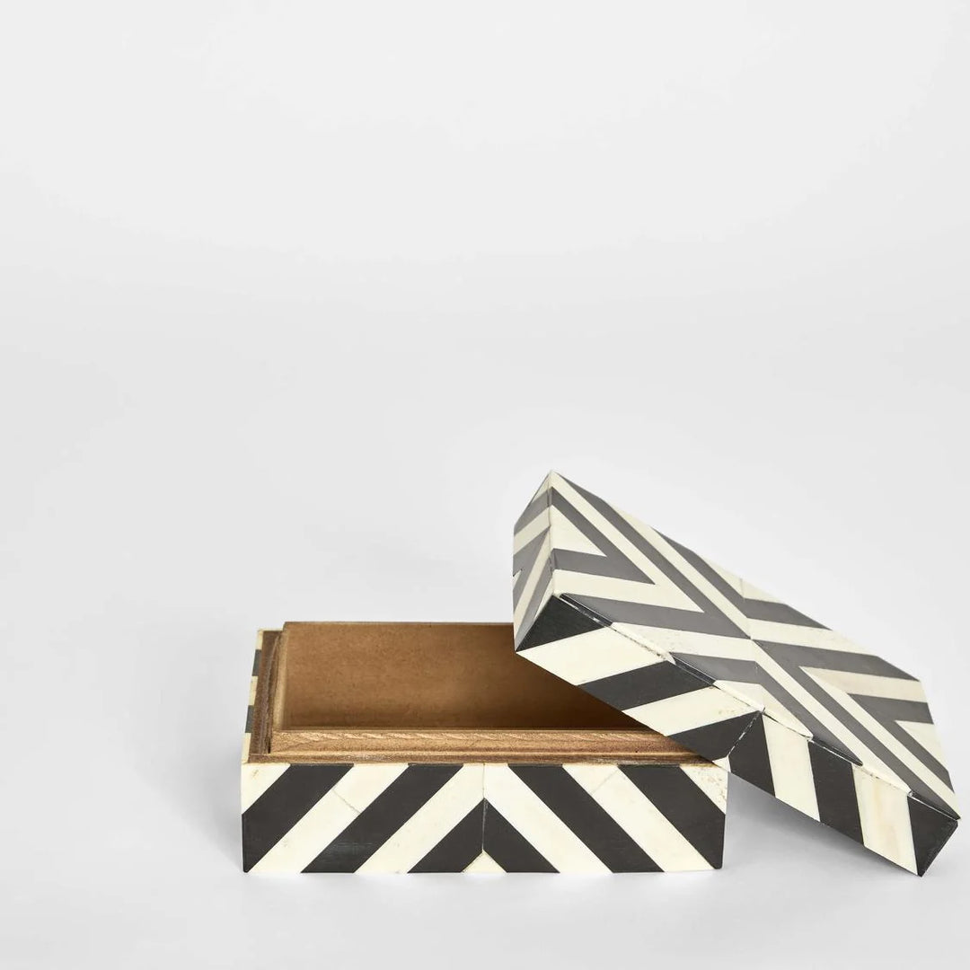 Zola Bone Inlay Trinket Box Black & White