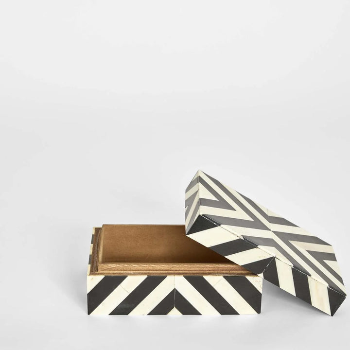 Zola Bone Inlay Trinket Box Black & White