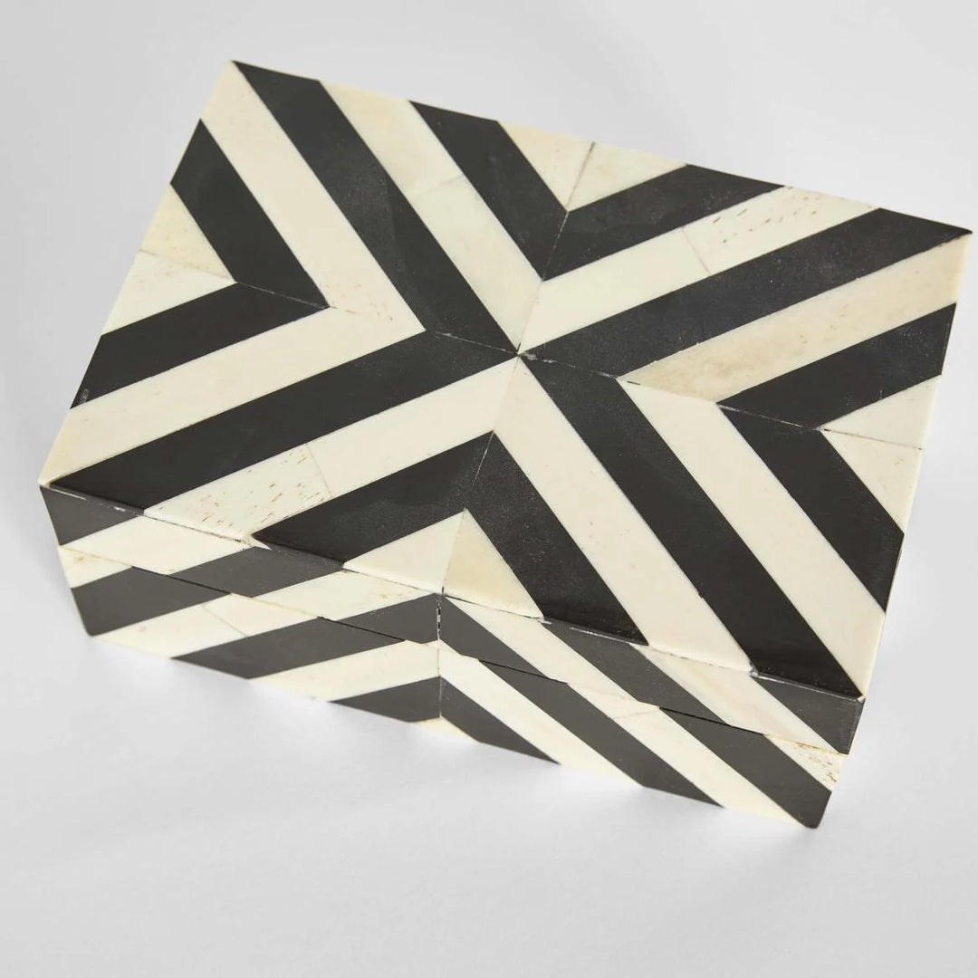 Zola Bone Inlay Trinket Box Black & White