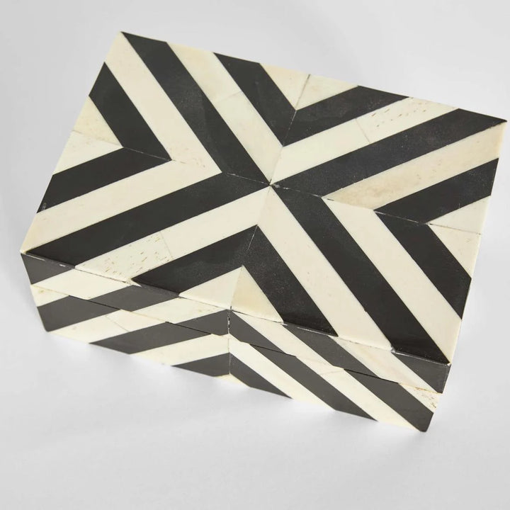 Zola Bone Inlay Trinket Box Black & White
