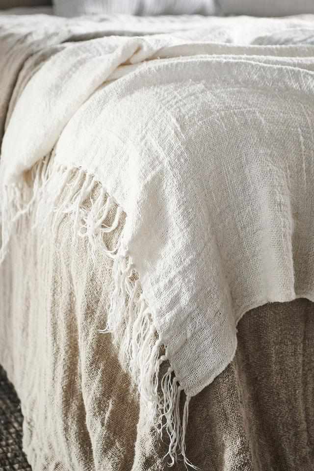Bedouin Oversized Linen Throw - Ivory 200x140cm